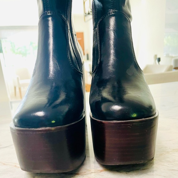 NWOT Jeffrey Campbell black platform HeyJoe knee high boots size 6.5. Funky cool - Picture 8 of 14